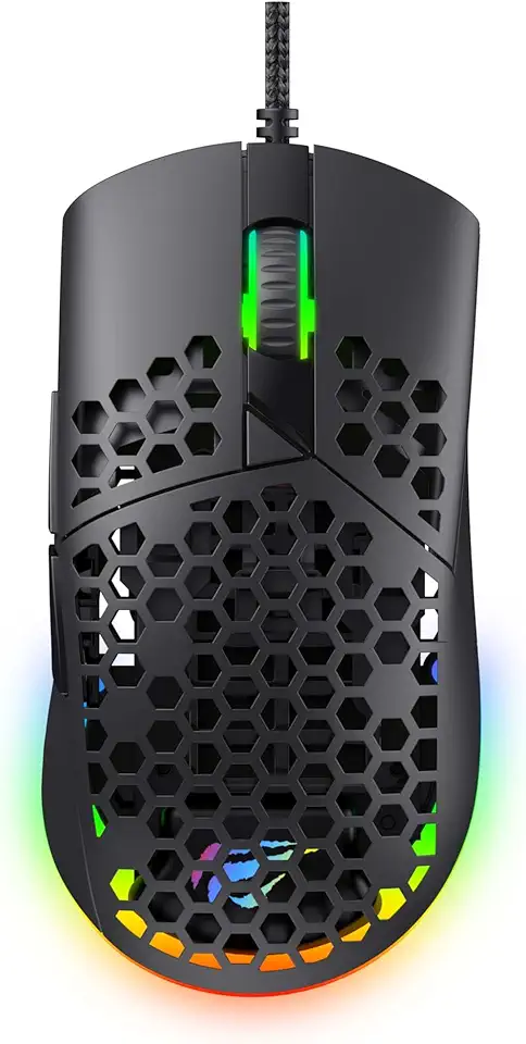 Havit Mouse Gamer MS1036 Iluminação RGB, Programação de Macros, 7 Botões, 1200-1600-2400-4800-6400-7200 DPI, USB, Redução de Peso Superior, Movimento Flexível