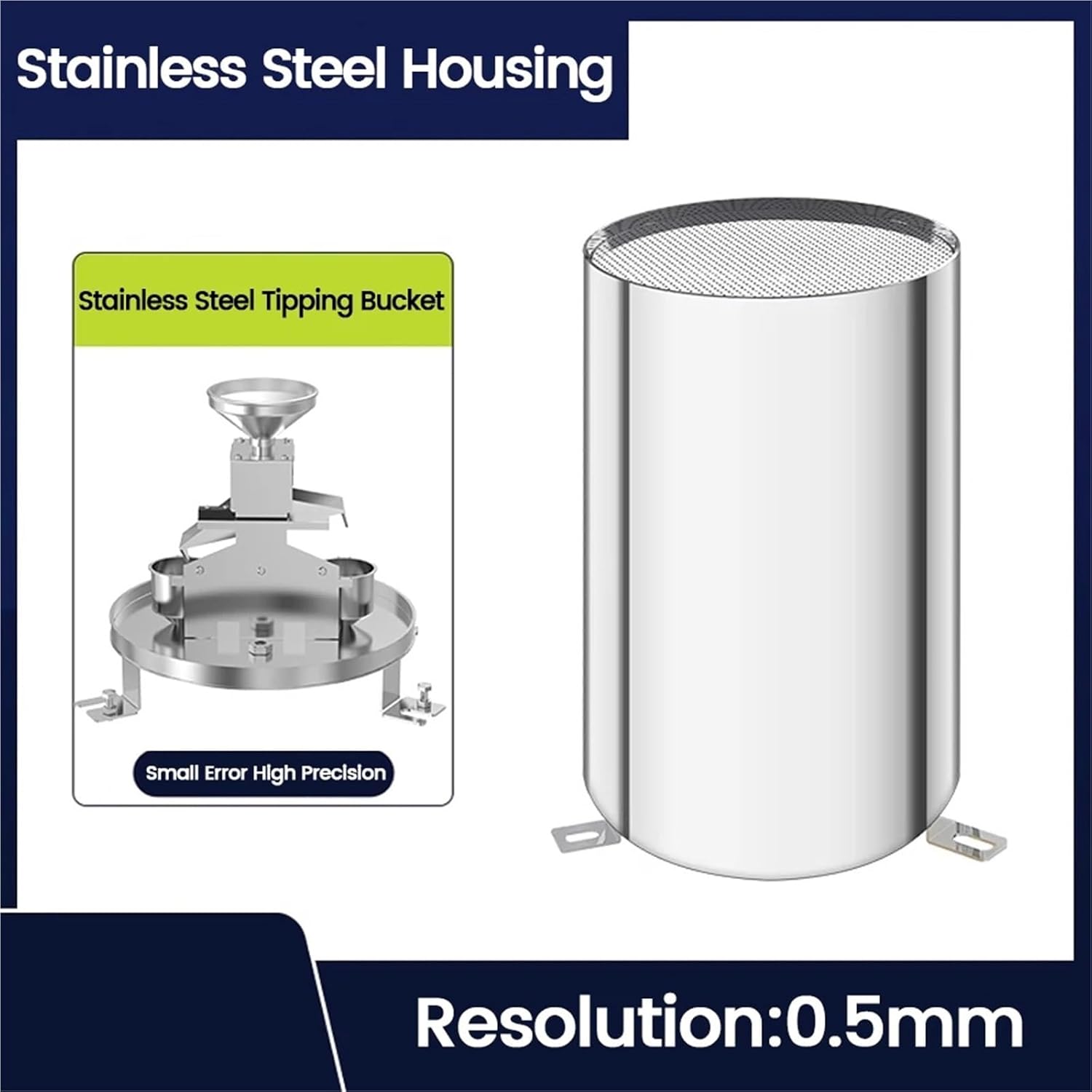 Rainfall Alarm Sensor Remote View of Precipitation Double Tipping Bucket Transmitter Meteorological Rainfall Monitor Rain Gauge(0.5MM 0-5V)