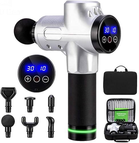 KDFJ Pistola de masaje de alta frecuencia con pantalla táctil LCD de 30 engranajes, masajeador eléctrico para relajar el cuerpo, con bolsa portátil,