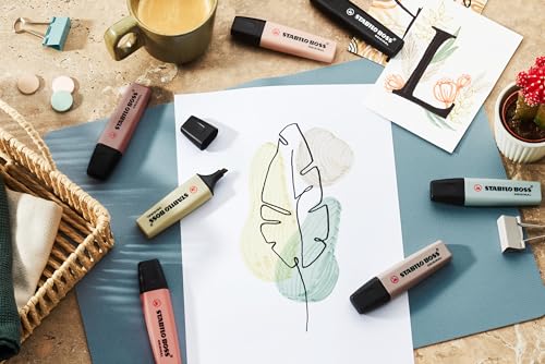 Image of STABILO BOSS ORIGINAL NatureCOLORS - Highlighter Pen - Pack of 3 - Mud Green, Sienna, Umber