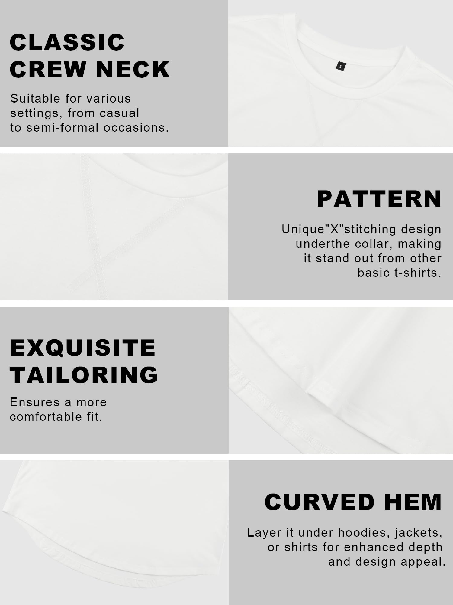 Comdecevis Paquete de 2 camisetas de algodón con cuello redondo para hombre, estilo hipster, hip hop, camisetas largas