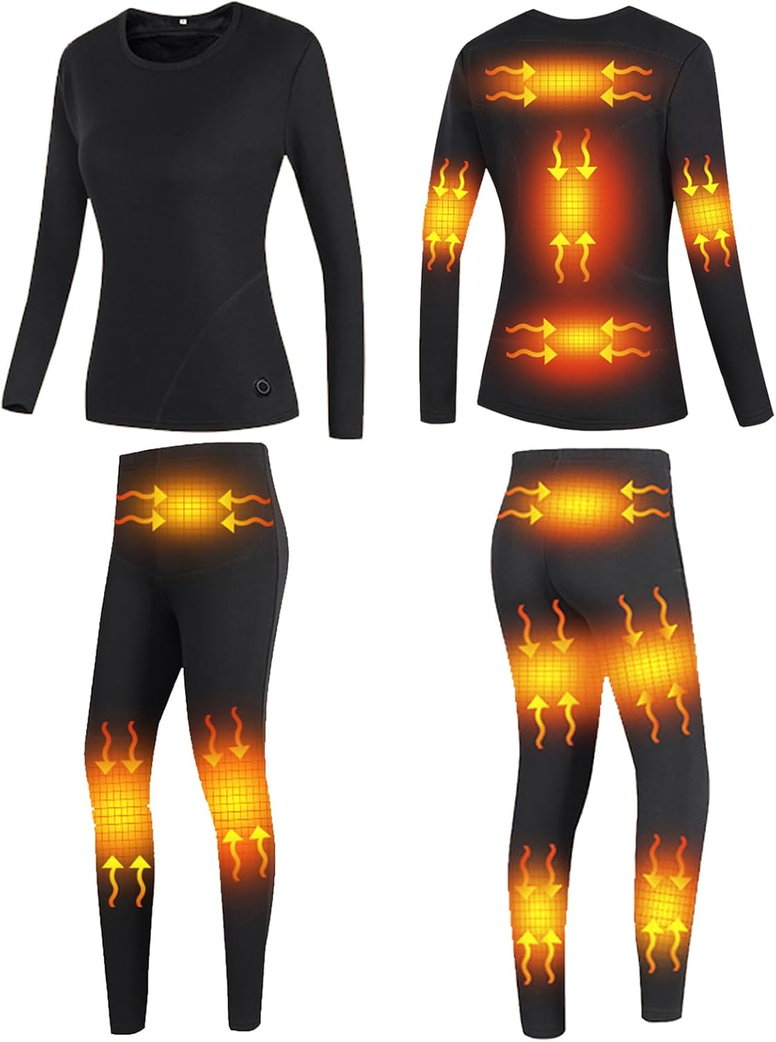 Outdoor Heated Underwear Set Thermal Bottom Baselayer Tops & Bottoms Smart 13-Zone Heating Clothes for Men and Women