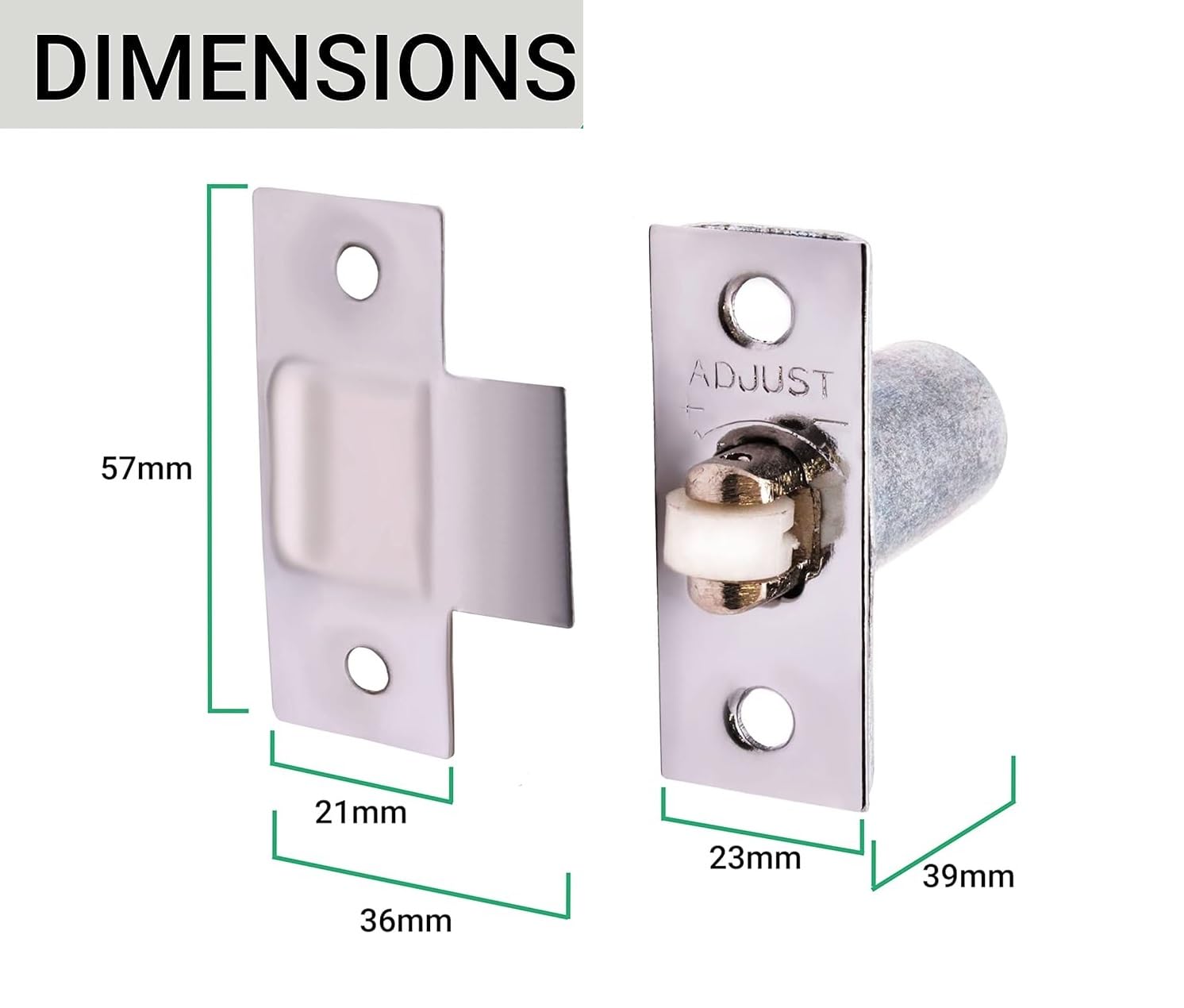 Pack of 2 Adjustable Roller Catch Spring Loaded Latch Lock for Internal Doors, Nickel - Image 4