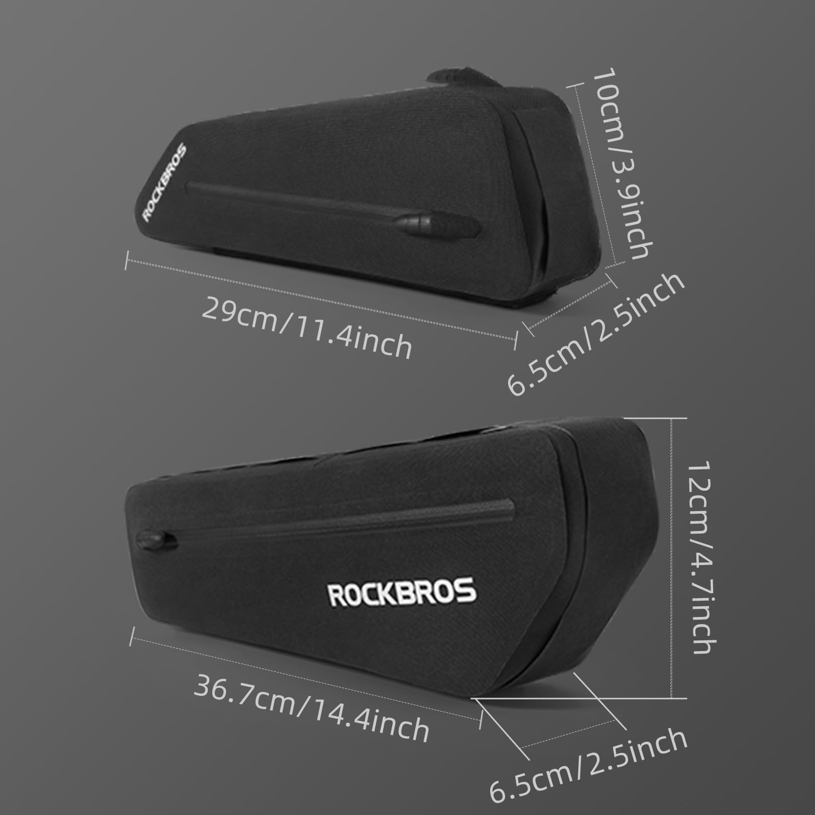 ROCKBROS Lot de 2 sacs de cadre de vélo étanches de 3,5 L, sac de rangement pour vélo de montagne et de route