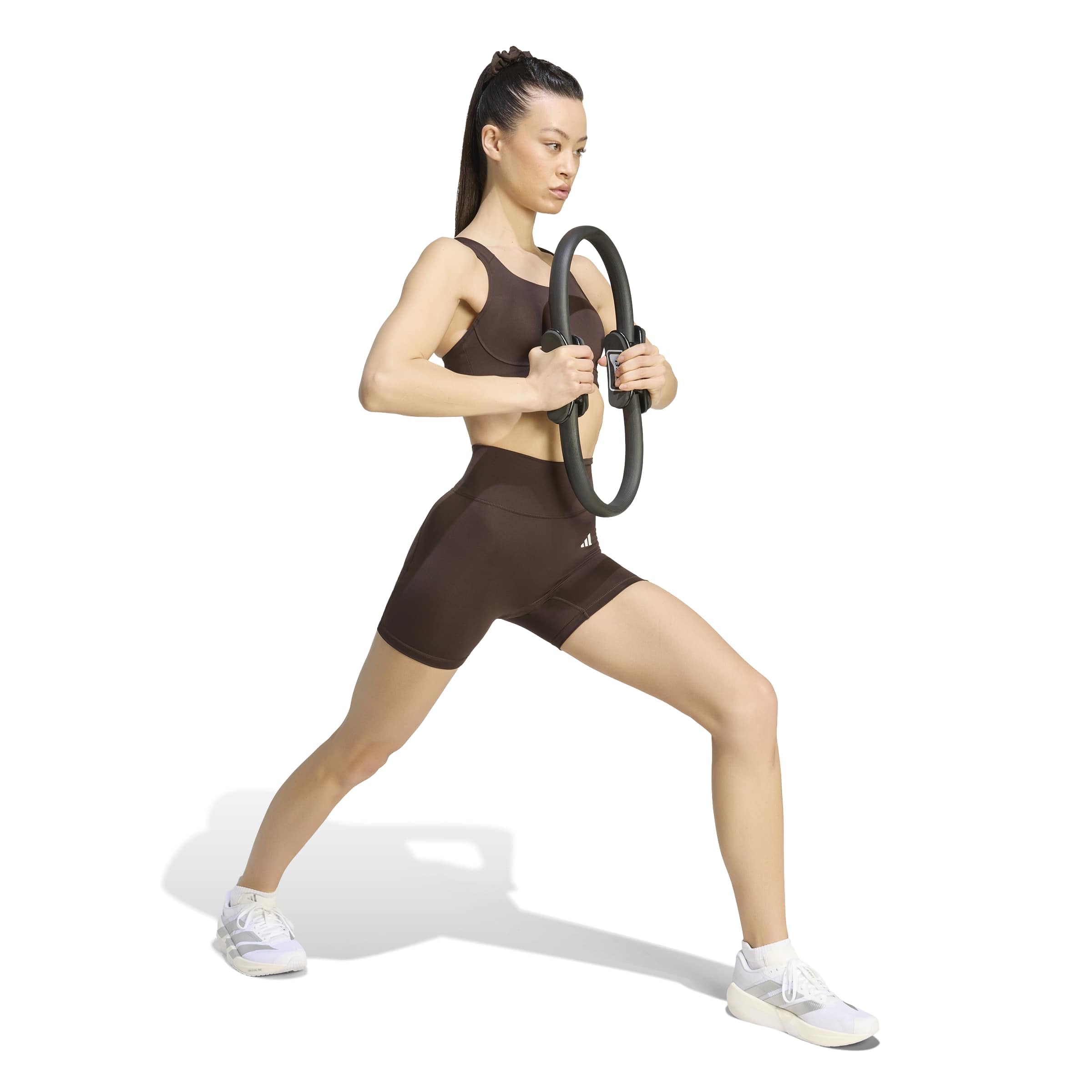 adidas Kobiety Optime Essentials Workout Short Leggings Tights, Aurora Coffee, L