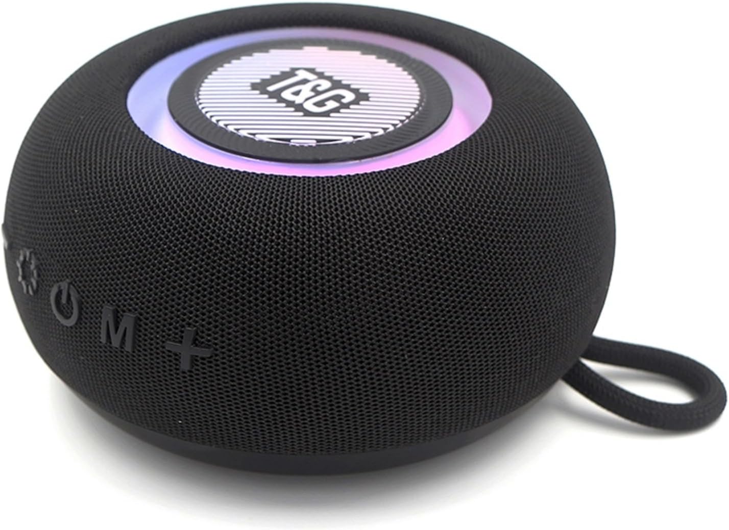 T&G Portable Bluetooth Speaker with Lights, Stocking Stuffers, IPX4 Waterproof, All Day Playtime, BT 5.3, TWS Paring, Small Wireless Speaker for Home/Outdoor/Camping/Beach-Black