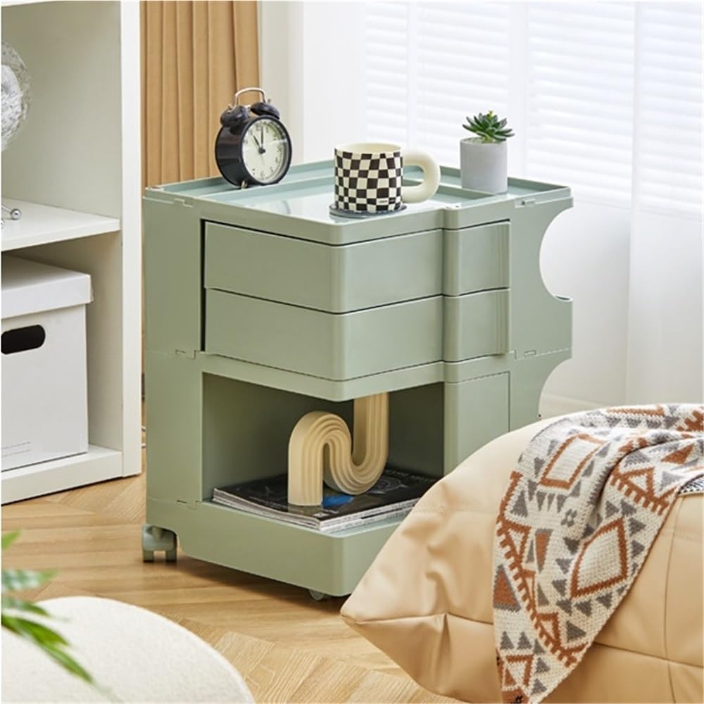Elegante carrello portaoggetti a 3 ripiani – Comodino portatile e armadio per camera da letto, soggiorno, cucina, 74 cm / 29.1in, soluzione versatile