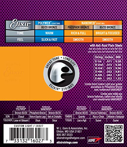 Cordes Elixir® en Phosphore Bronze pour guitare acoustique avec revêtement NANOWEB®, Custom Light (.011-.052) - Les Beatles, Paul McCartney, John Lennon, RIngo Starr, George Harrison Cordes Elixir® en Phosphore Bronze pour guitare acoustique avec revêtement NANOWEB®, Custom Light (.011-.052) – Image 2