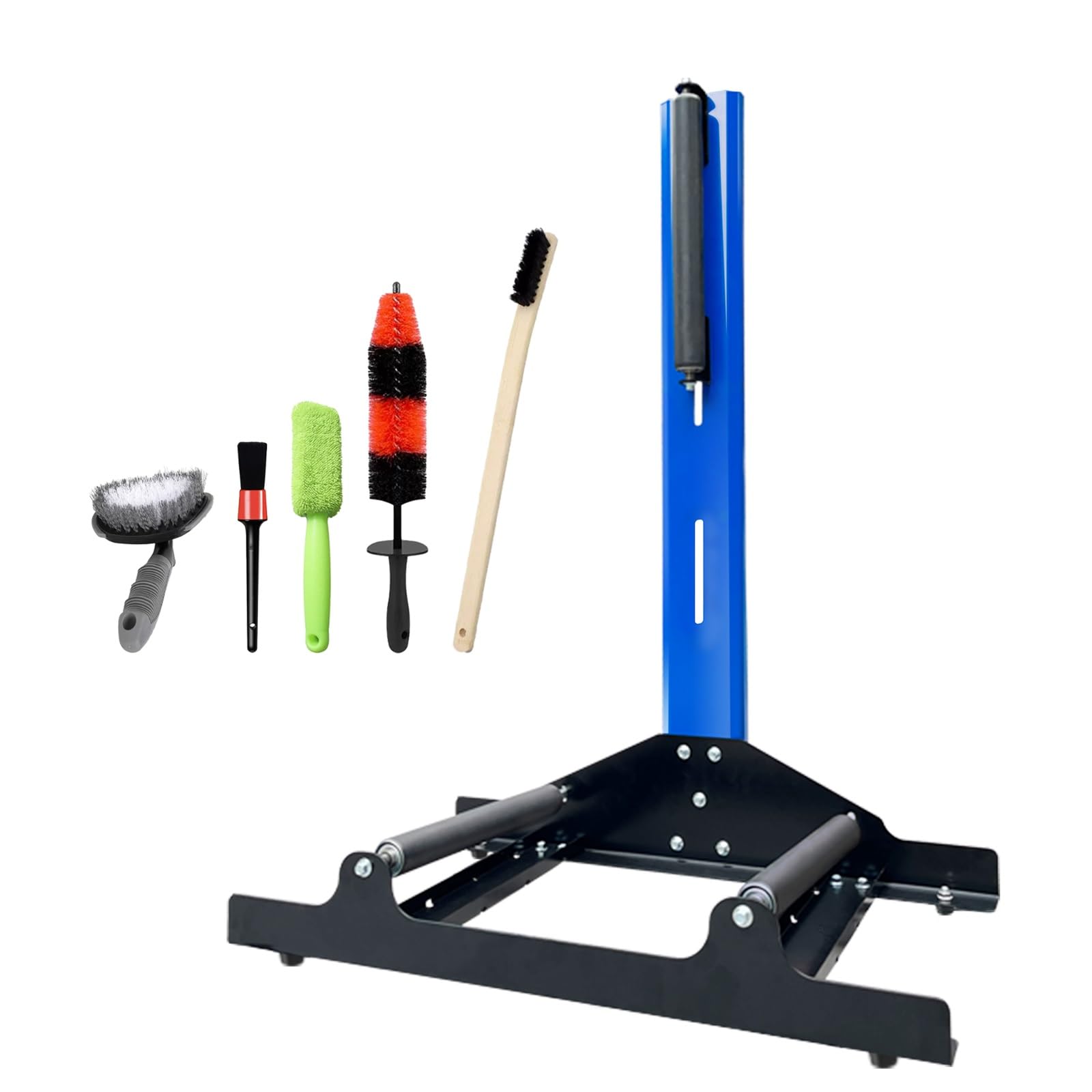 360° Wheel Rolling Detailing Stand, 9-39 In Car Tire Cleaning Rack Roller for Tyre Repair/Washing/Coating/Polishing, Commercial Auto Repair Shop Hub Cleaning Holder(Blue)