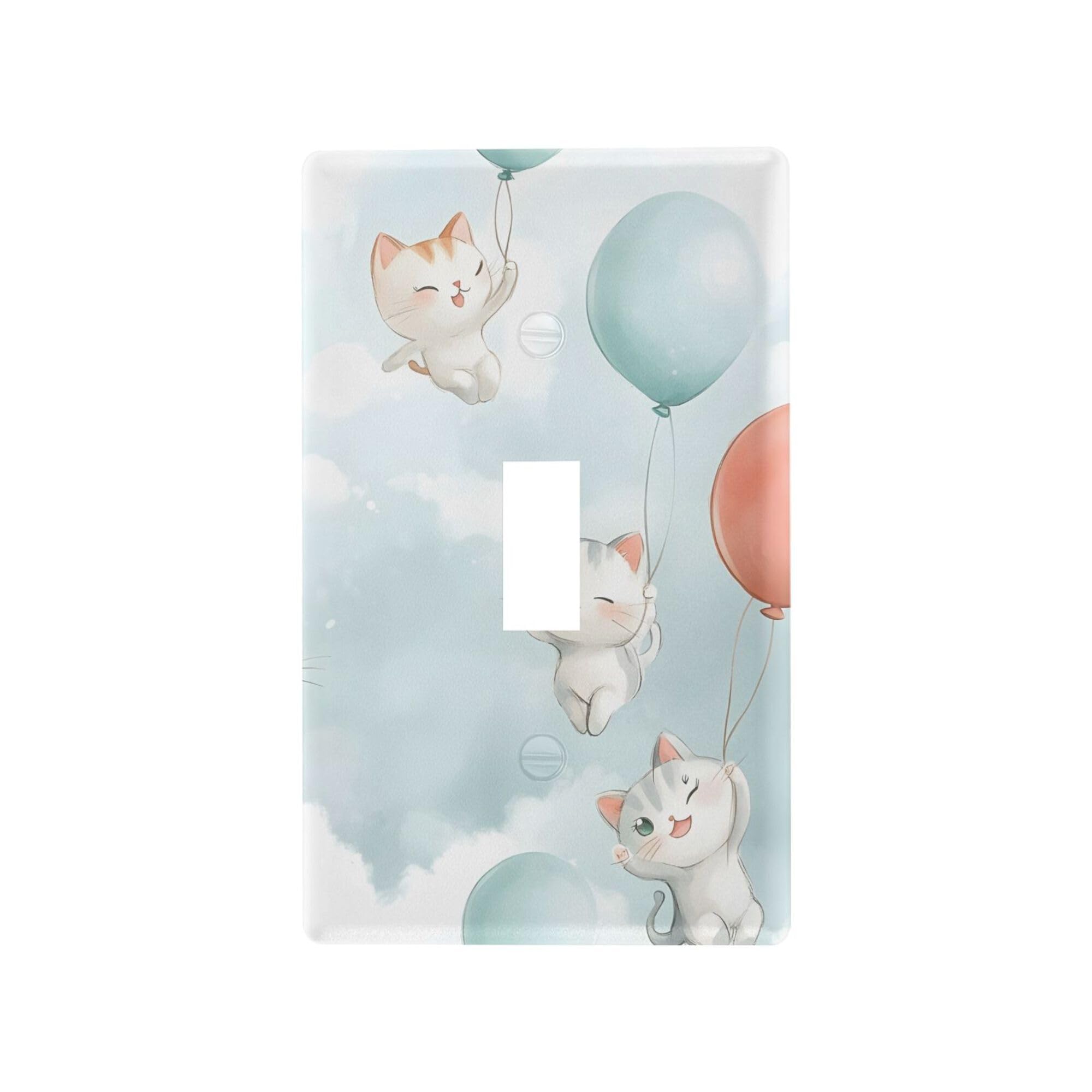 xigua Toggle Switch Wallplate Cartoon Cat Balloons Switch Wall Plate Cover,Decorative Outlet Cover Switch Cover for Home Office Bedroom 4.53