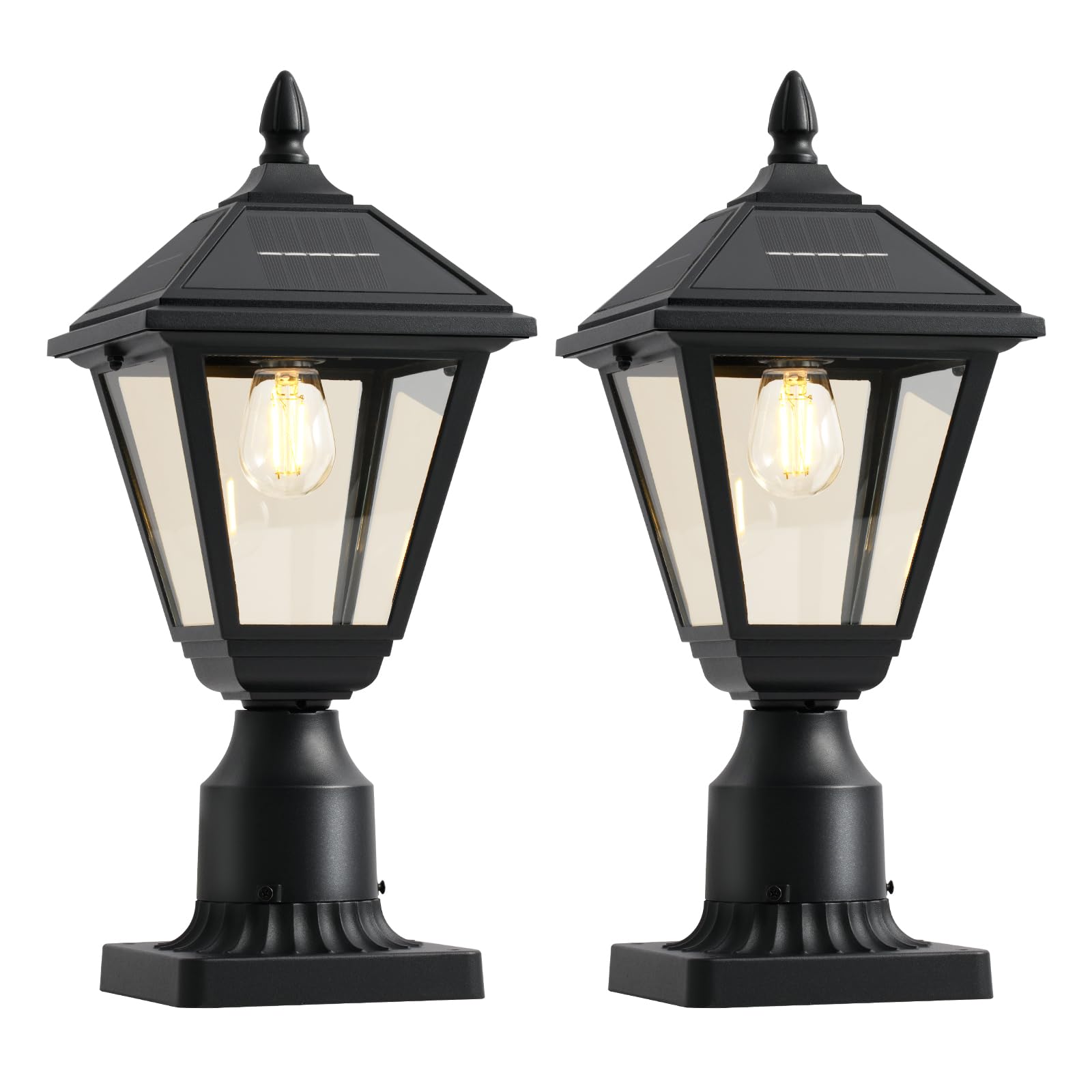 Photo 1 of **FOR PARTS ONLY/ NON-FUNCTIONAL** DARIISI Solar Lamp Post Lights 2 Pack, 3000K Dusk to Dawn Solar Post Lights with Pier Mount Base, Waterproof Outdoor Post Lantern, Aluminum & Glass Housing for Garden Yard Pole Pillar