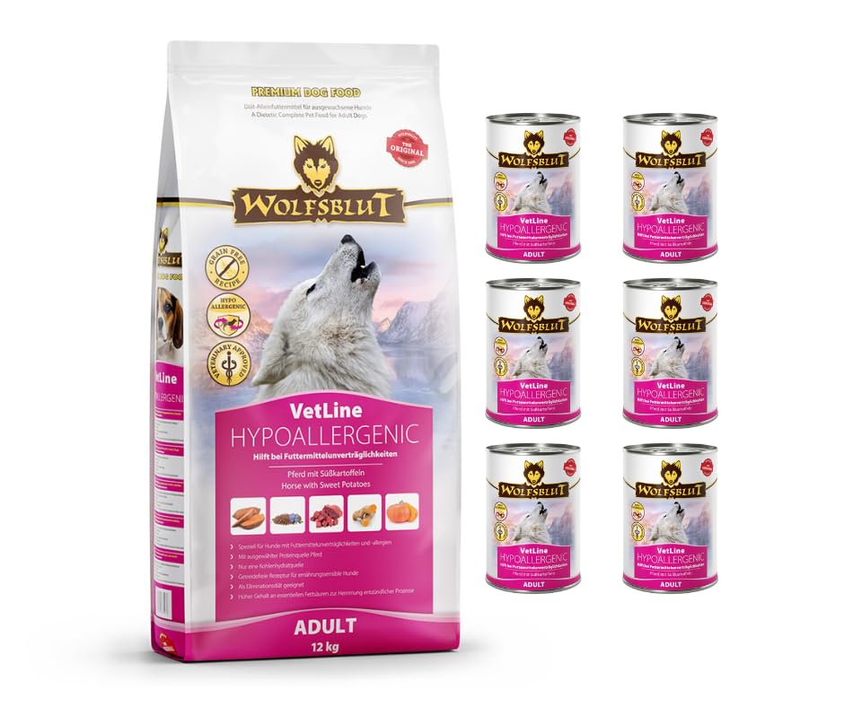 Wolfsblut Vetline | Hundefutter | Sparbundle | Sparpaket (1x12kg + 6x395g, Hypoallergenic)