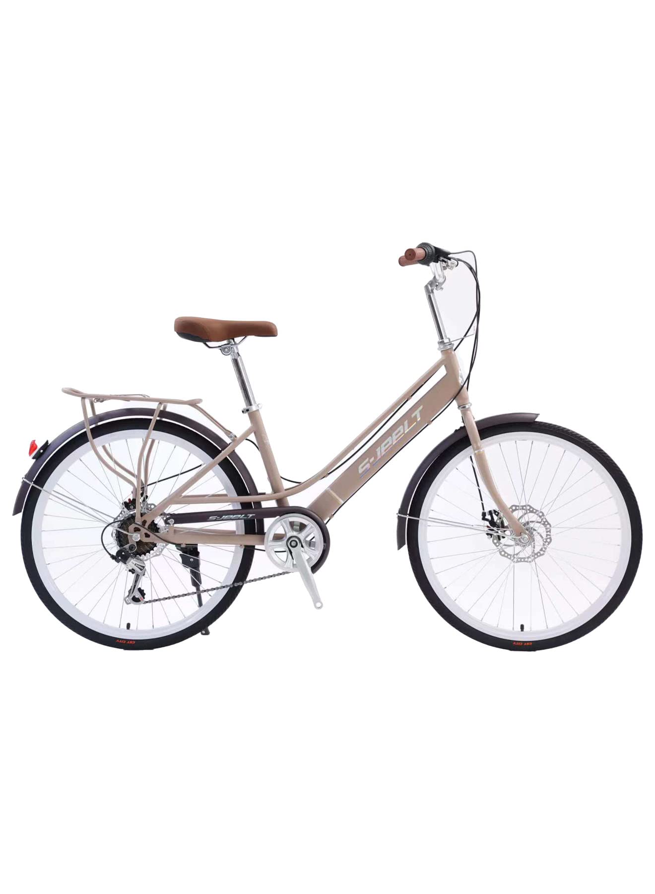 GT-Wheel Makefee Lady bike Women's City Bike with Rear Rack, Shimano Gear 7 speed, 24 Inch