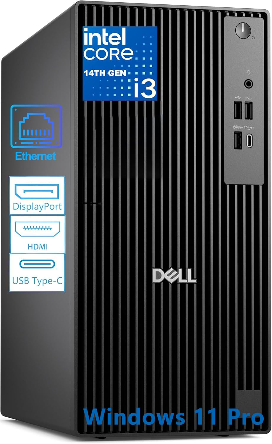 Dell 2026 QCT1250 Tower Desktop Computer 16GB DDR5 RAM, 512GB PCIe SSD | Copilot AI, 14th Gen Intel 4-Core Processor for Busines, Type-C, HDMI, DisplayPort, Windows 11 Pro, Next Gen OptiPlex