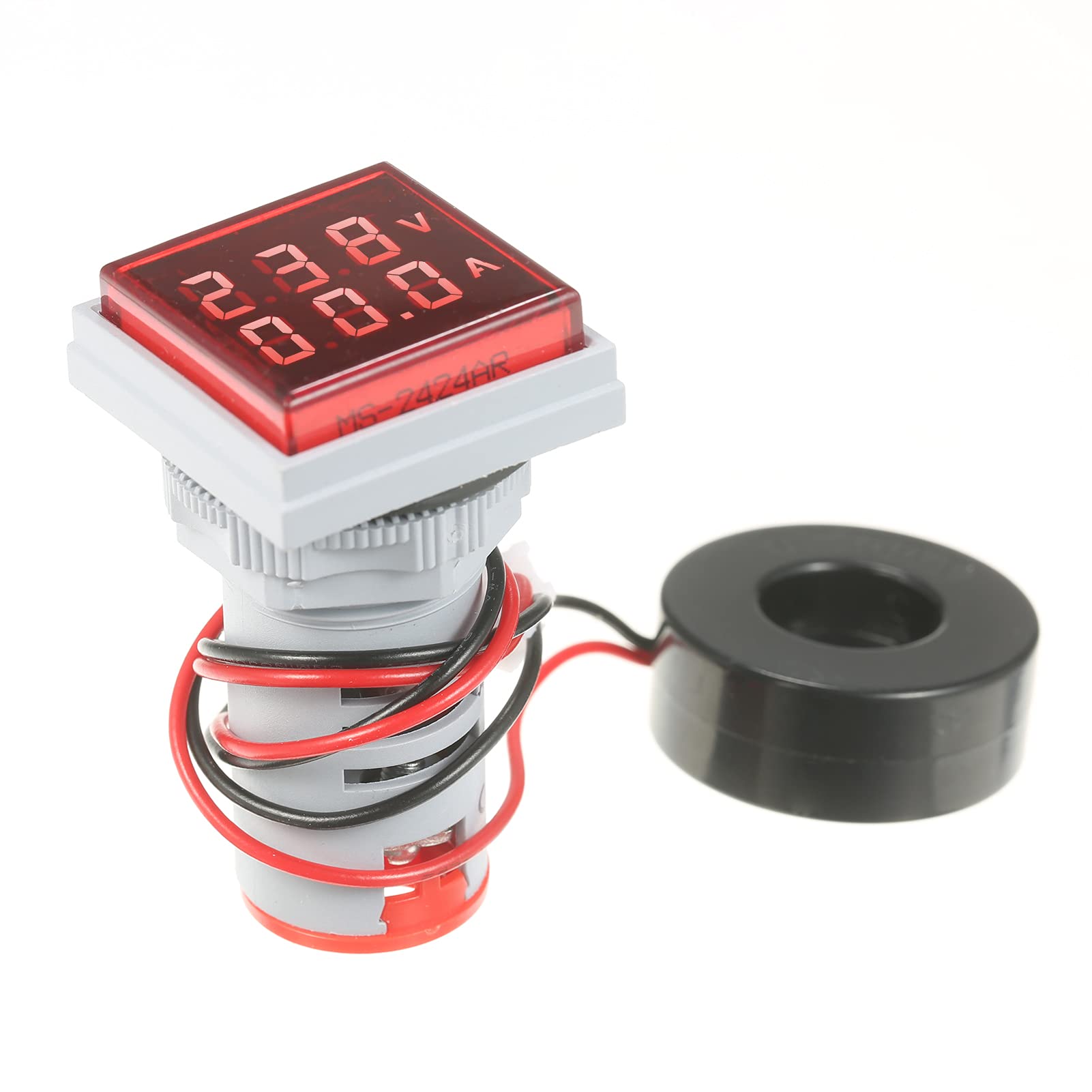 Mini Square Digital Volt-ammeter Voltammeter Ammeter Voltmeter Double LED Display Voltage & Current Meter Indicator AC Panel Meter AC60-500V AC0-100A