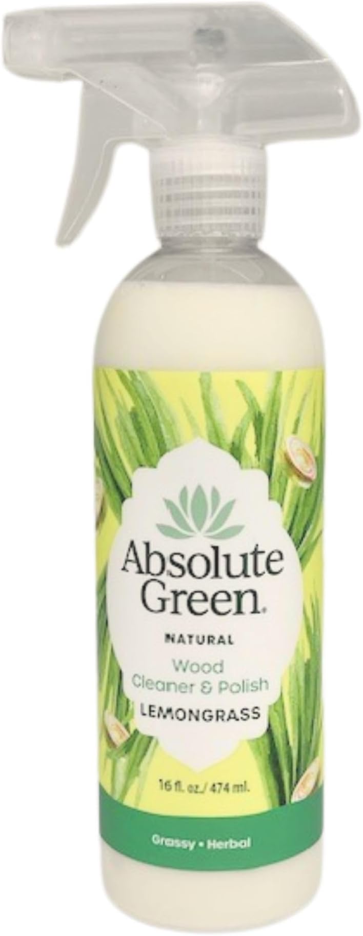Absolute Green Wood Polish & Cleaner Spray, Cleans and Shines Furniture, Lemongrass Scent 16 oz