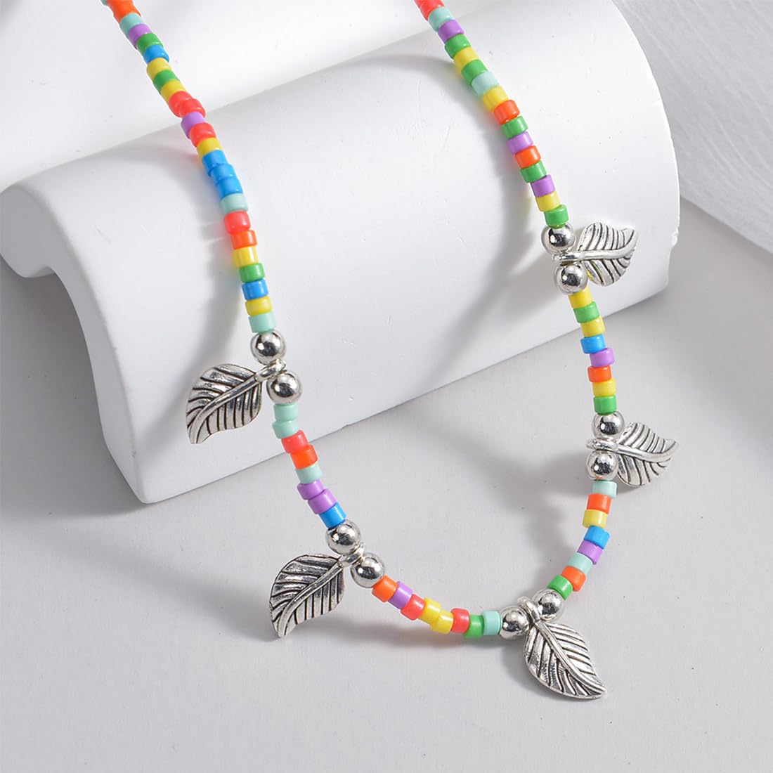 Yolev 6 Pezzi Collane di Perline Colorate Girocollo Boho Beach Collane di Perline Bracciali Gioielli da Donna(Stile 1