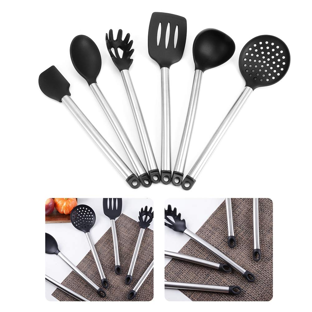 Ensemble d'ustensiles de cuisine en silicone, ensemble de spatule, ensemble de 6 pièces ensemble de spatule cuillère en silicone outils de cuisson antiadhésifs accessoires de cuisine