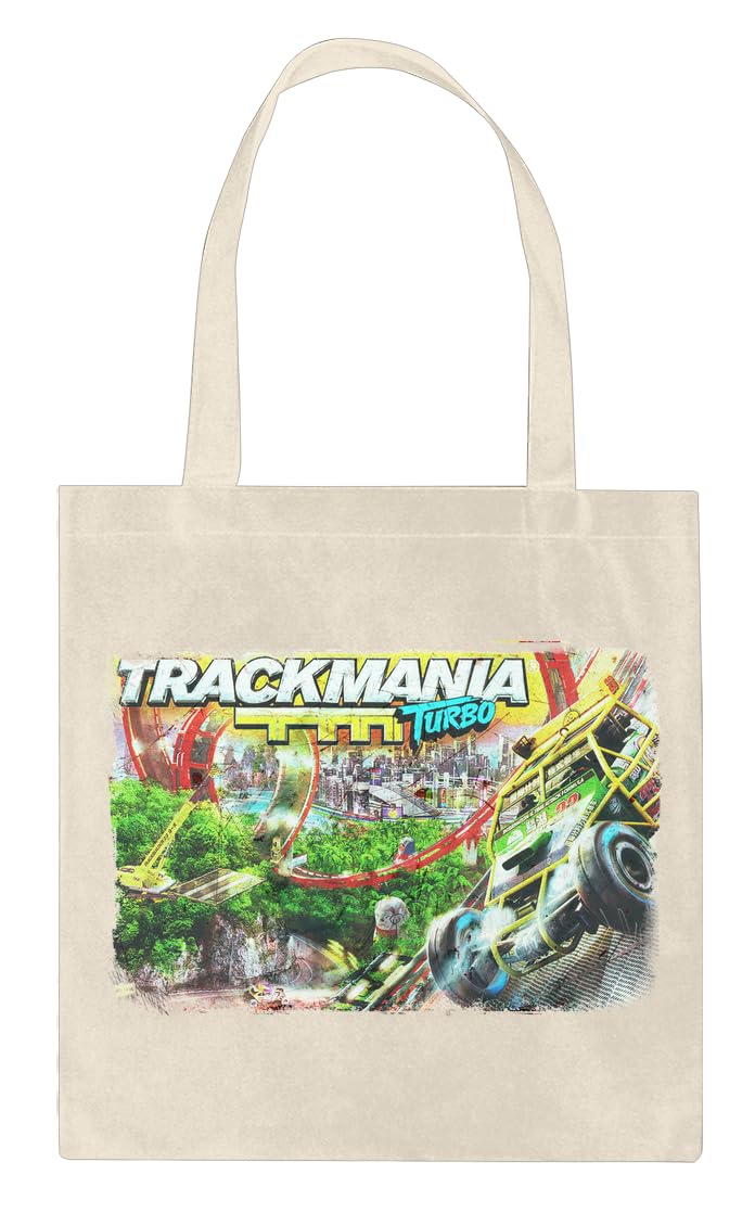 Jane Fraser Trackmania Turbo Action Custom Printed Tote Bag| 100% Soft Cotton| Natural Color & Eco-Friendly| Unique, Re-Usable & Stylish Handbag For Every Day Use| Custom Shoulder Bags