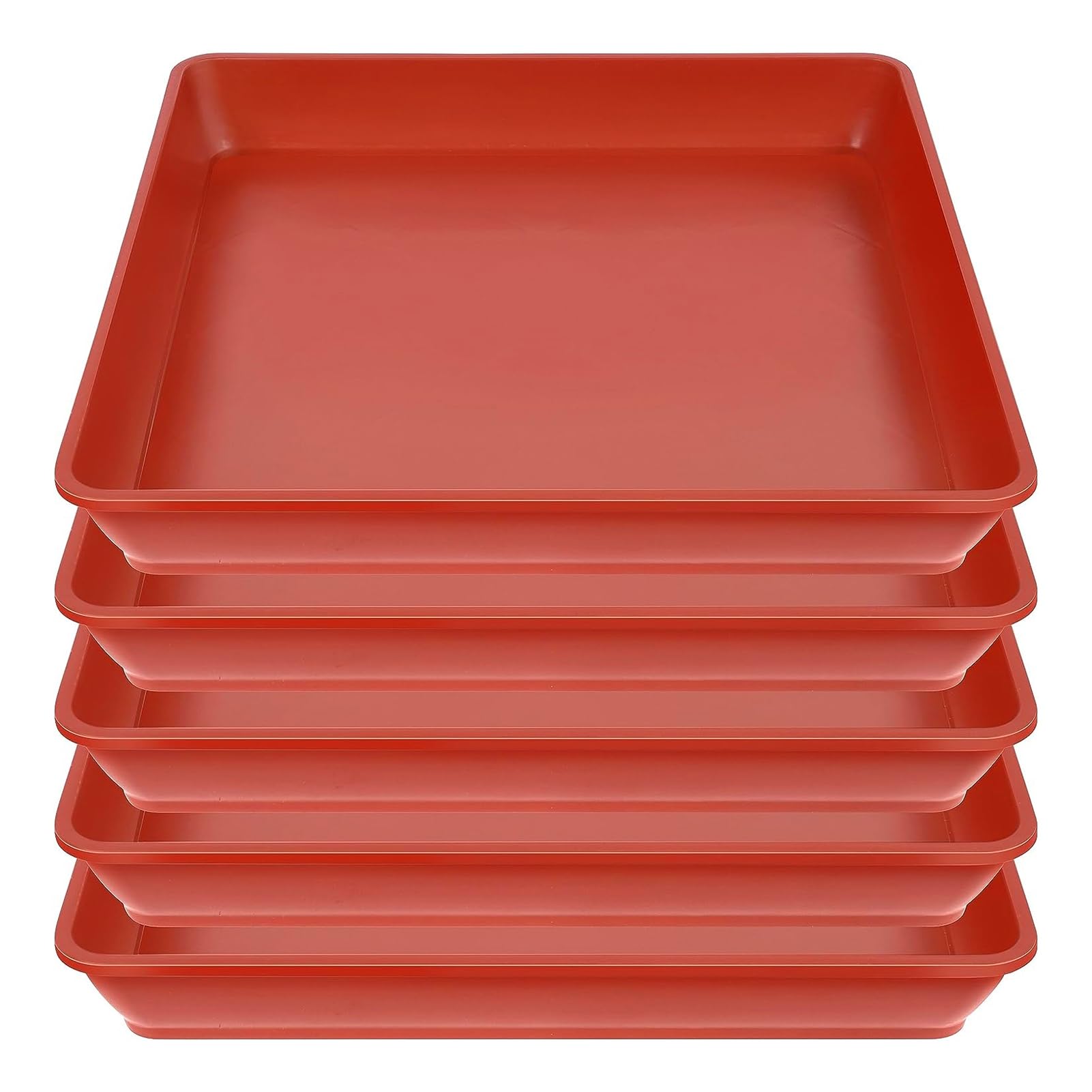 Qinlenyan Brick Red 5Pack Square Plant Saucer Drip Tray 10 12 Inch Flower Pot Saucers Plastic Plant Trays For Indoor Outdoor Plants,Catch Excess Water And Soil 12Inch