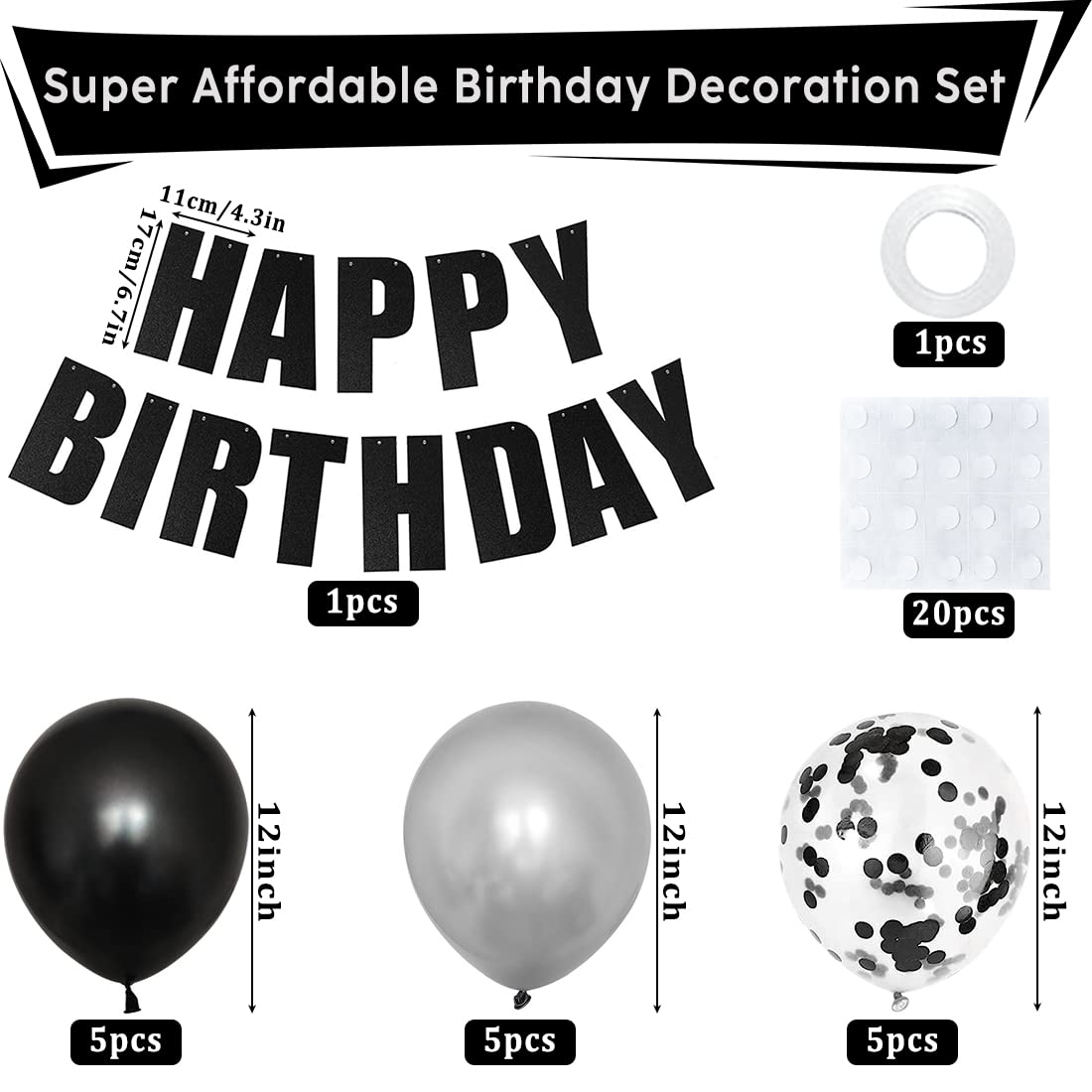 Decorazioni Compleanno Oro E Nero - Striscione, Palloncini, Festone Per Feste - Foto 11