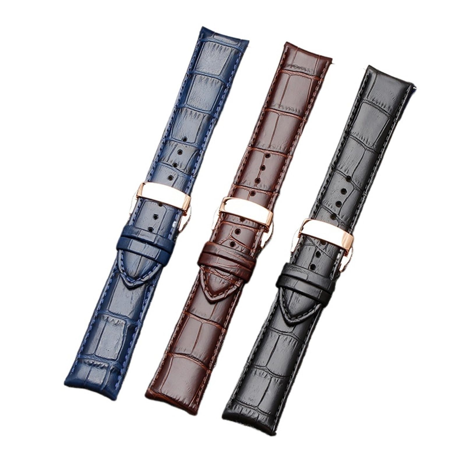 Genérico NASUNJIA Correa De Reloj De Cuero Genuino Con Extremo Curvo De 20 Mm, 21 Mm Y 22 Mm For Hombre.