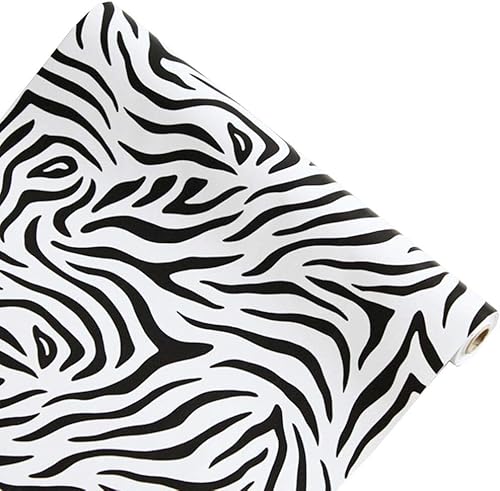 PoetryHome Vinilo autoadhesivo con rayas de cebra, papel de pared para estantes, cajones, armarios, aparadores, manualidades, 17.7 x 117 pulgadas