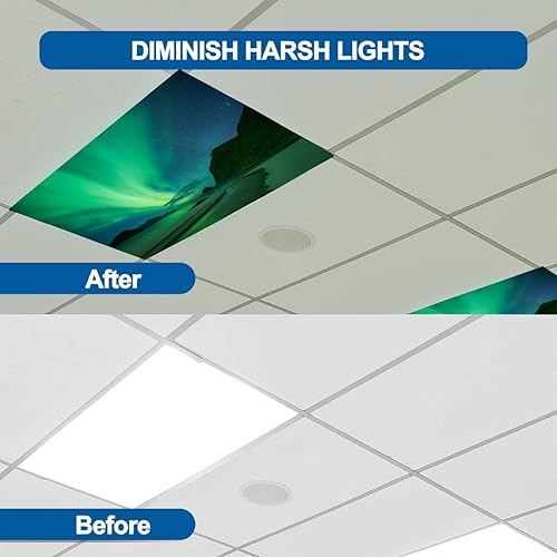 Miniatura 5 de Haukland Beach Lofoten Norway - Juego de 4 cubiertas fluorescentes para luz de techo, filtros de luz magnéticos decorativos para aula, oficina,