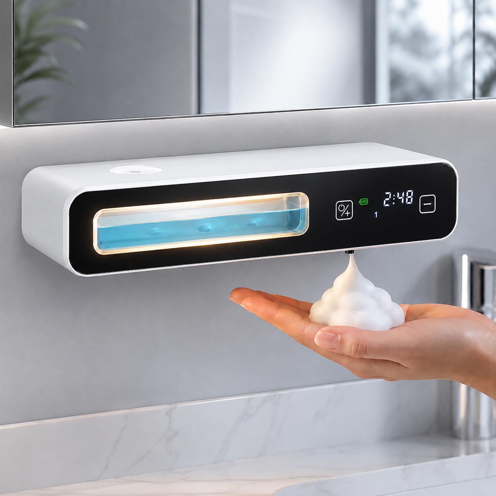 Dispensador automático de jabón espumoso, 500 ml de gran capacidad, 5