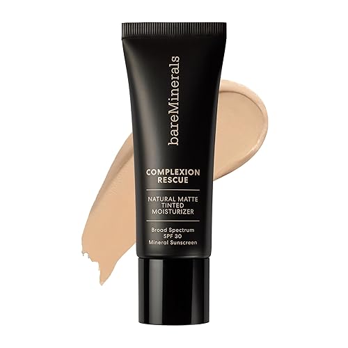 bareMinerals Complexion Rescue Crema hidratante natural con tinte mate para rostro con SPF 30, protector solar mineral matificante, control de