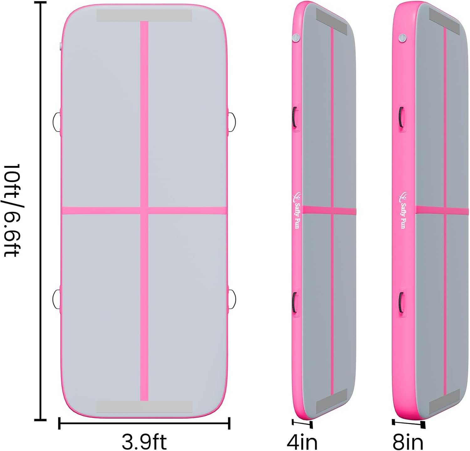 Inflatable Gymnastics Mat 6.6ft/10ft Air Tumble Track Training Mat 4/8 inches Thick Tumbling mat with Electric Pump for Home Use/Tumble/Gym/Training/Cheerleading/Water/Yoga