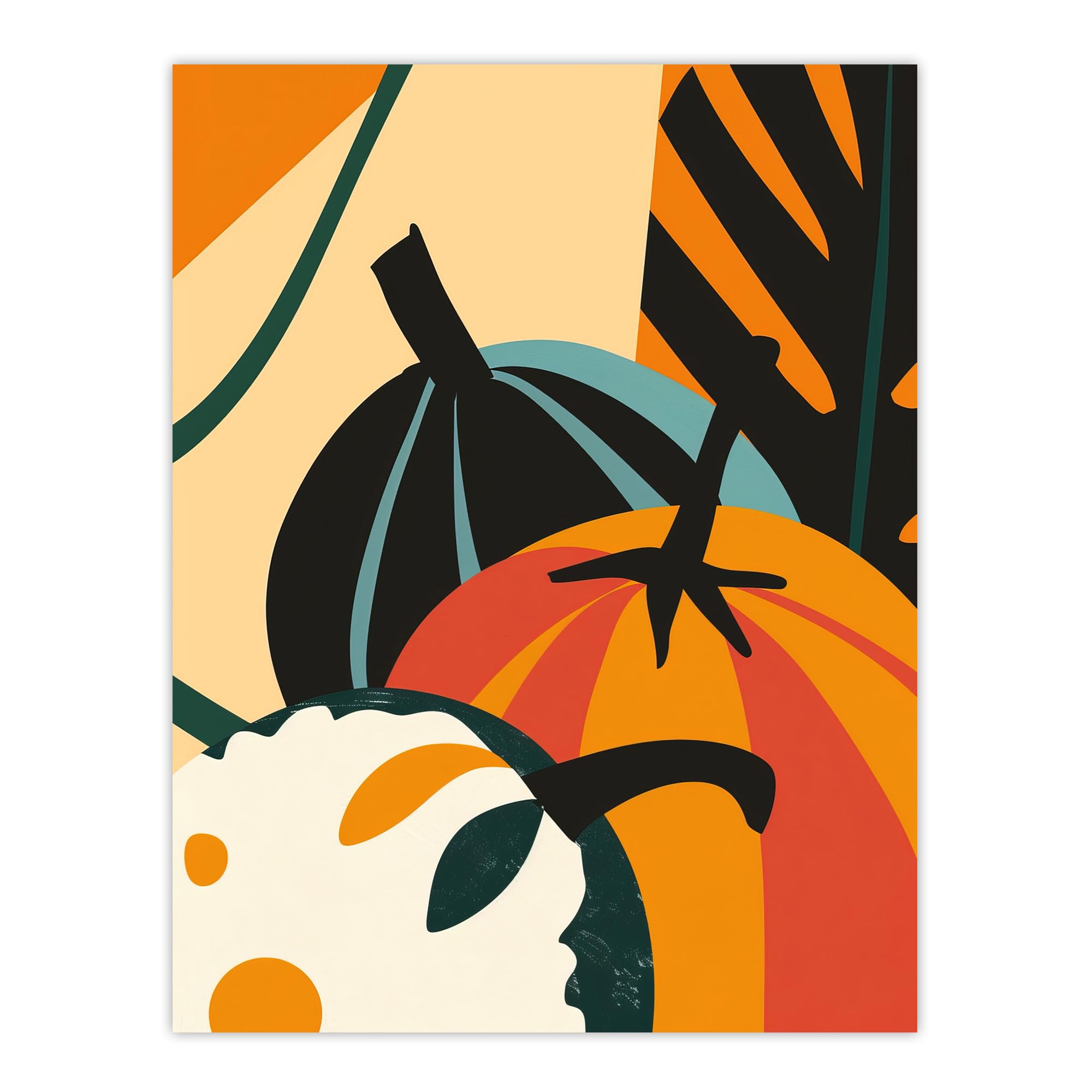 Artery8 Butternut Squash Pumpkin Abstract Painting Bold Kitchen Extra Large XL Wall Art Poster Print
