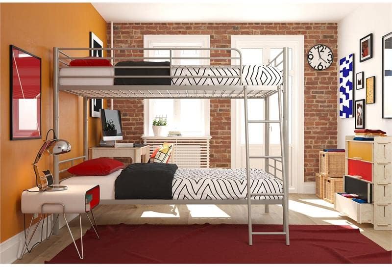 DHP Tailor Convertible Bunk bed, Converts to two Twin Beds, Twin-over-Twin, Silver