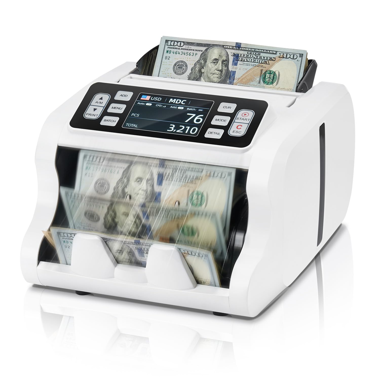 MUNBYN Money Counter Machine Mixed Denomination, VUV/MG/IR/MT Banknote Counter, Cash Counting Machine, GBP, EUR, USD Counterfeit Money Detector, IMC09, White