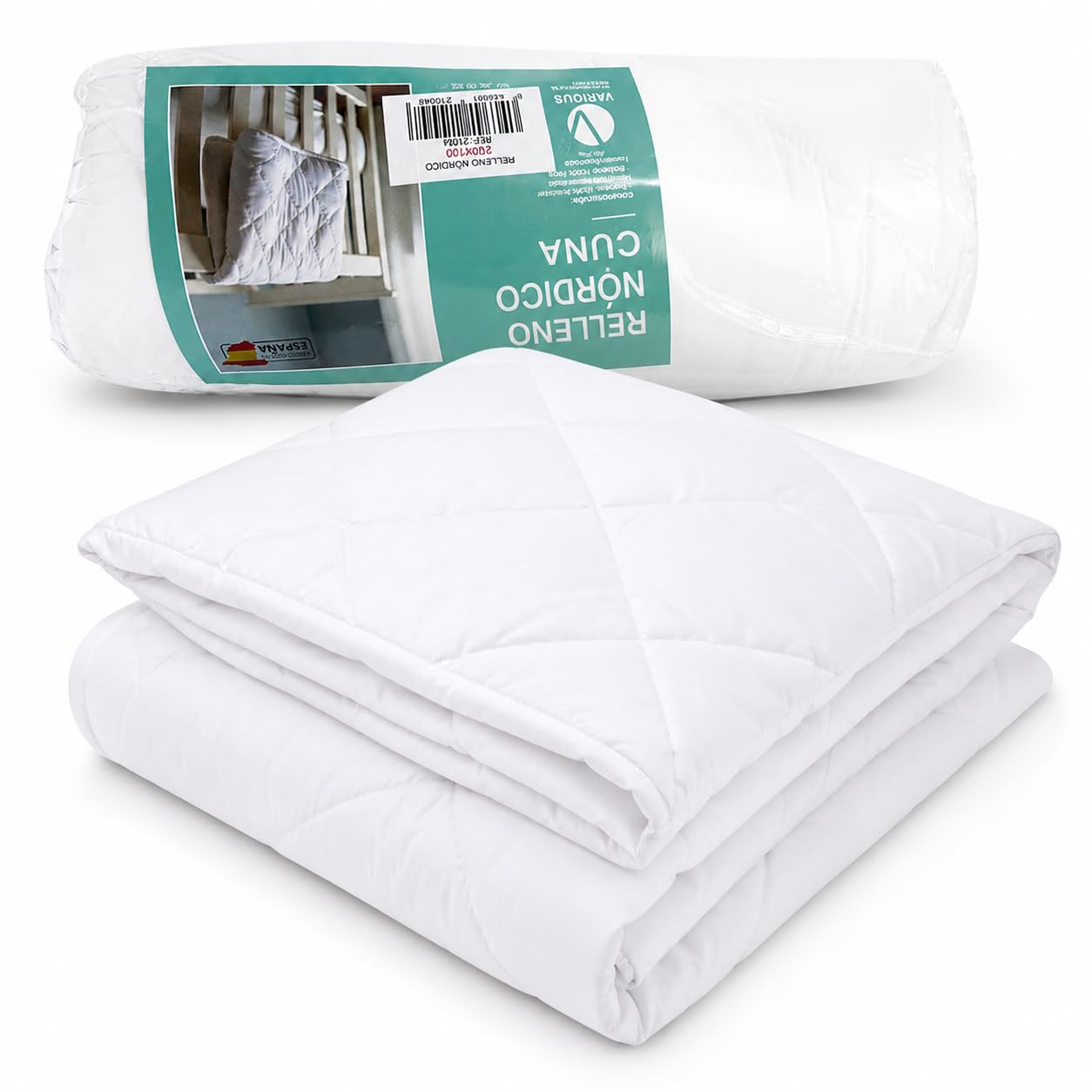 various Relleno Nórdico Cuna Bebé 90 x 120 cm | Microfibra, 300gr,fibra hueca siliconada, suave y transpirable,entretiempo, tacto suave