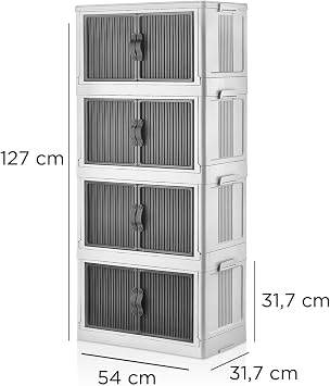 Arsimo Multi-Purpose Disassembled Kitchen Living Room Bathroom Kitchen Organizer Cabinet with Stackable Cover (White)