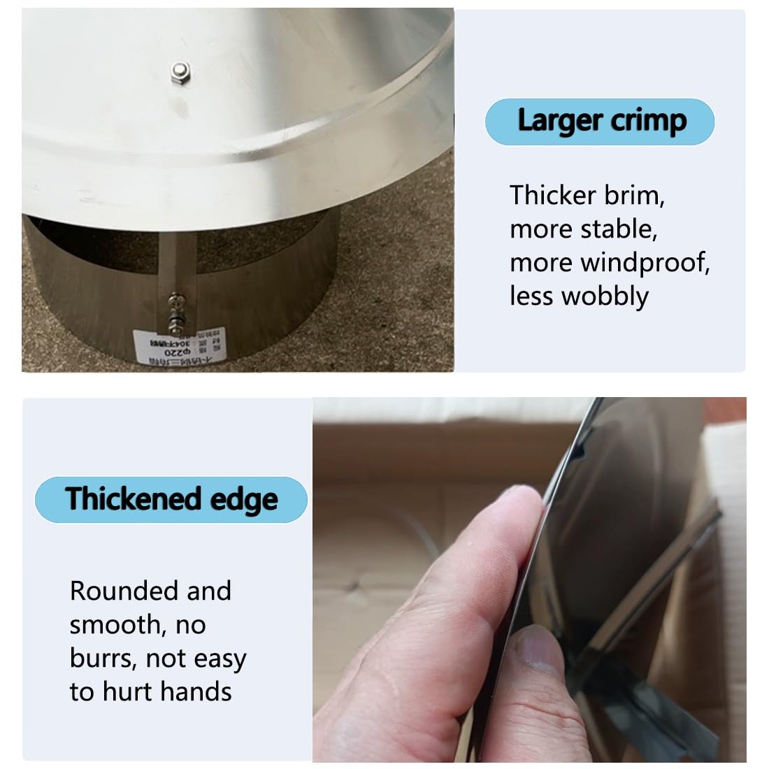 Tapa De Chimenea 80-300 Mm Sombrerete Antilluvia Redonda, Tapa De Cubierta De Acero Inoxidable, Protector De Pájaro Para Chimenea, Para Techo Ventilación(180 mm(7.09 in))