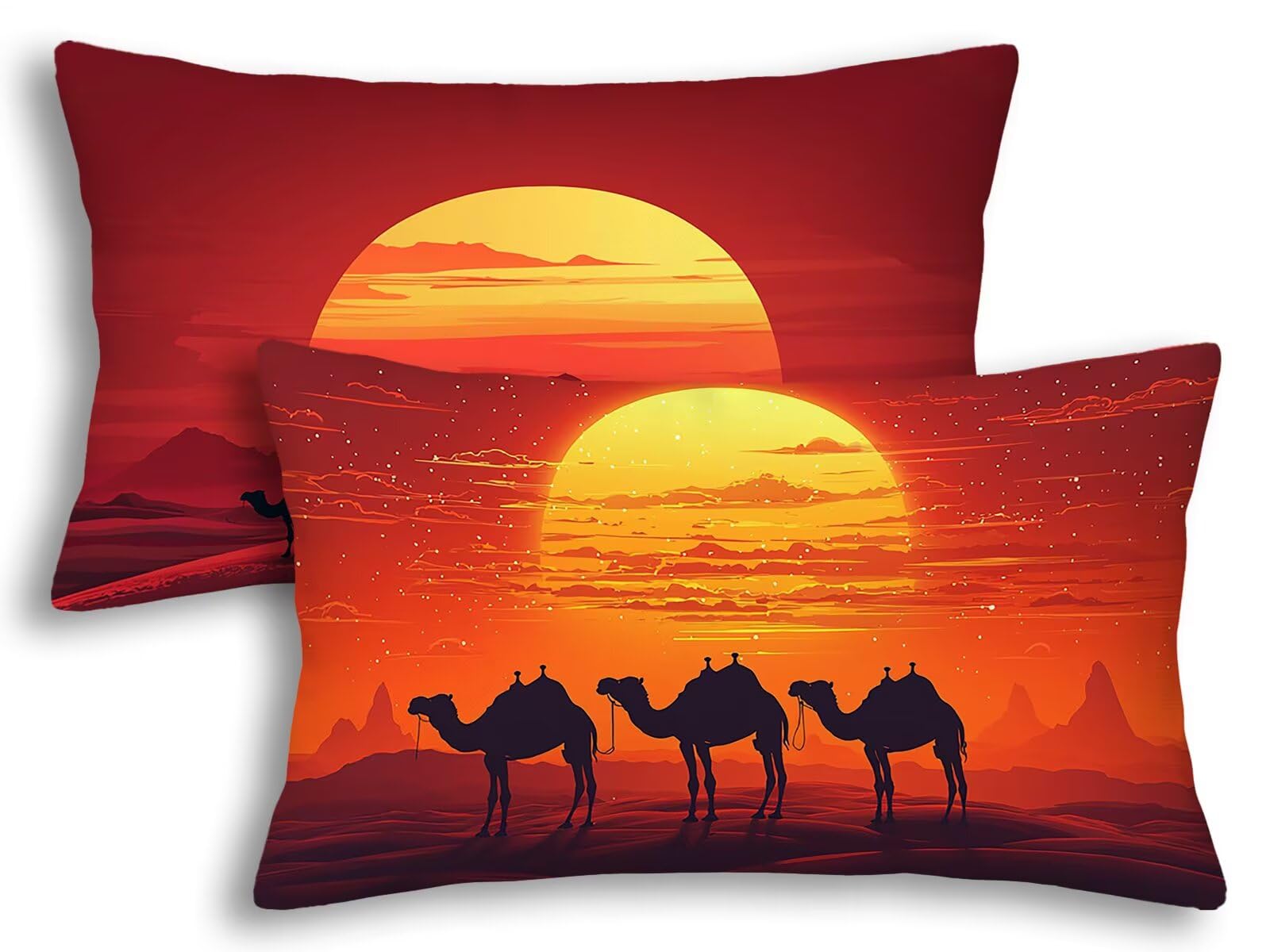 Housse de coussin extérieur imperméable 40x60 cm lot de 2 orange caramel pour jardin et patio