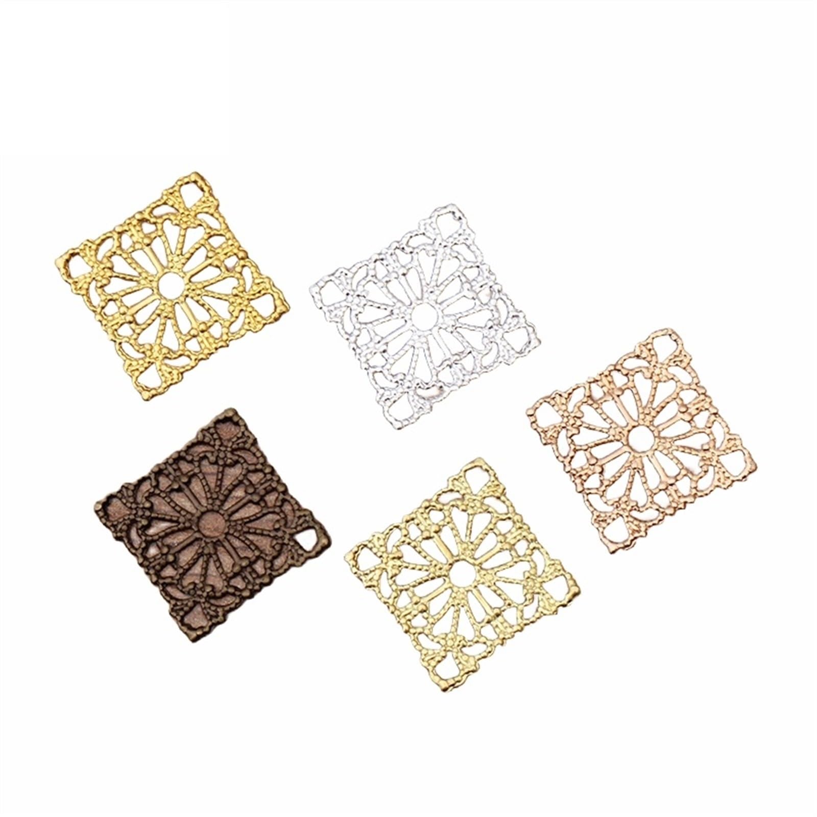 Ochraniacz narożników, Ochraniacz narożników książ 15MM metalowe mosiężne stemple kwadratowe filigranowe elementy DIY ręcznie robione akcesoria do biżuterii(Antique Bronze)