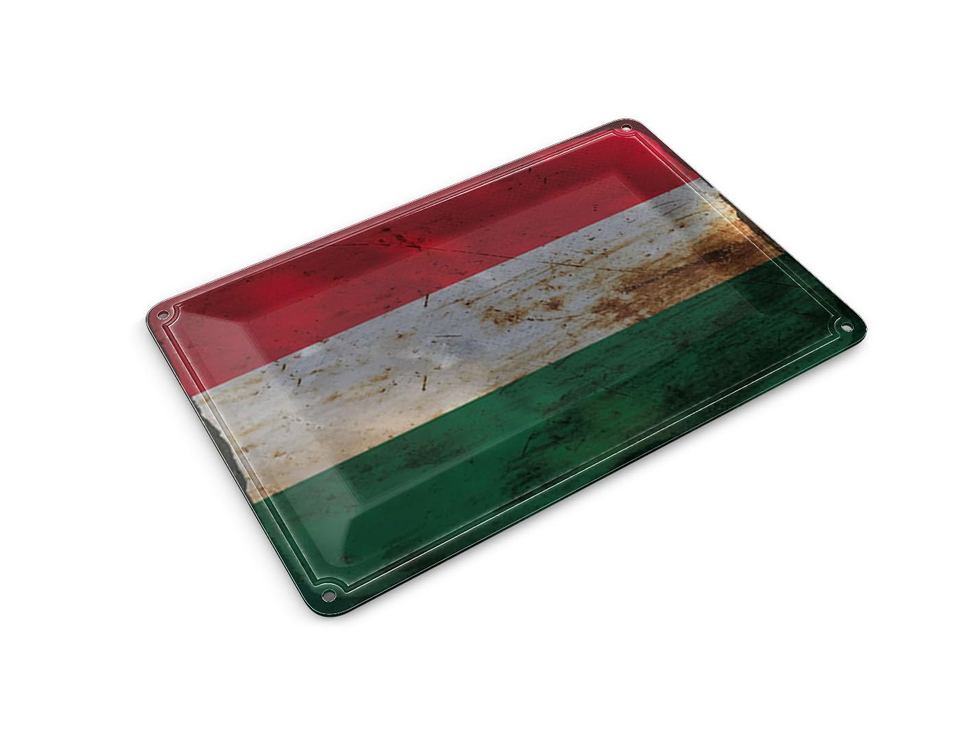 Femer Tin Postcard Hungary Flag 14 x 10 cm Flag of Hungary Rust Decorative Sign