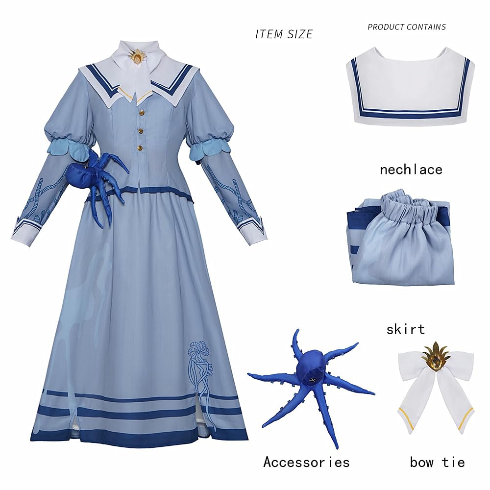 Charous Anime-Spiel-Identität, Cosplay, Arzt, ewige Blume, elegantes blaues Rock-Set für Manga-Auftritte und Cosplay