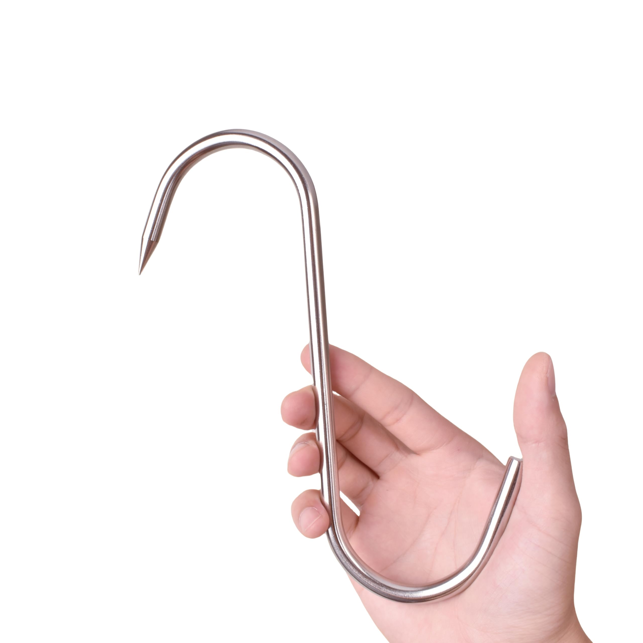 Alele Stainless Steel Heavy Duty Butcher Hooks - 8Inch Meat Processing Tool for Hanging, Smoking, Drying (4 Pack)