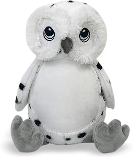 White Baby Stat Snow Owl Embroidery Personalized Stuffed Animals, Birth stat stuffed animals, baby arrival gift, Baby shower gift