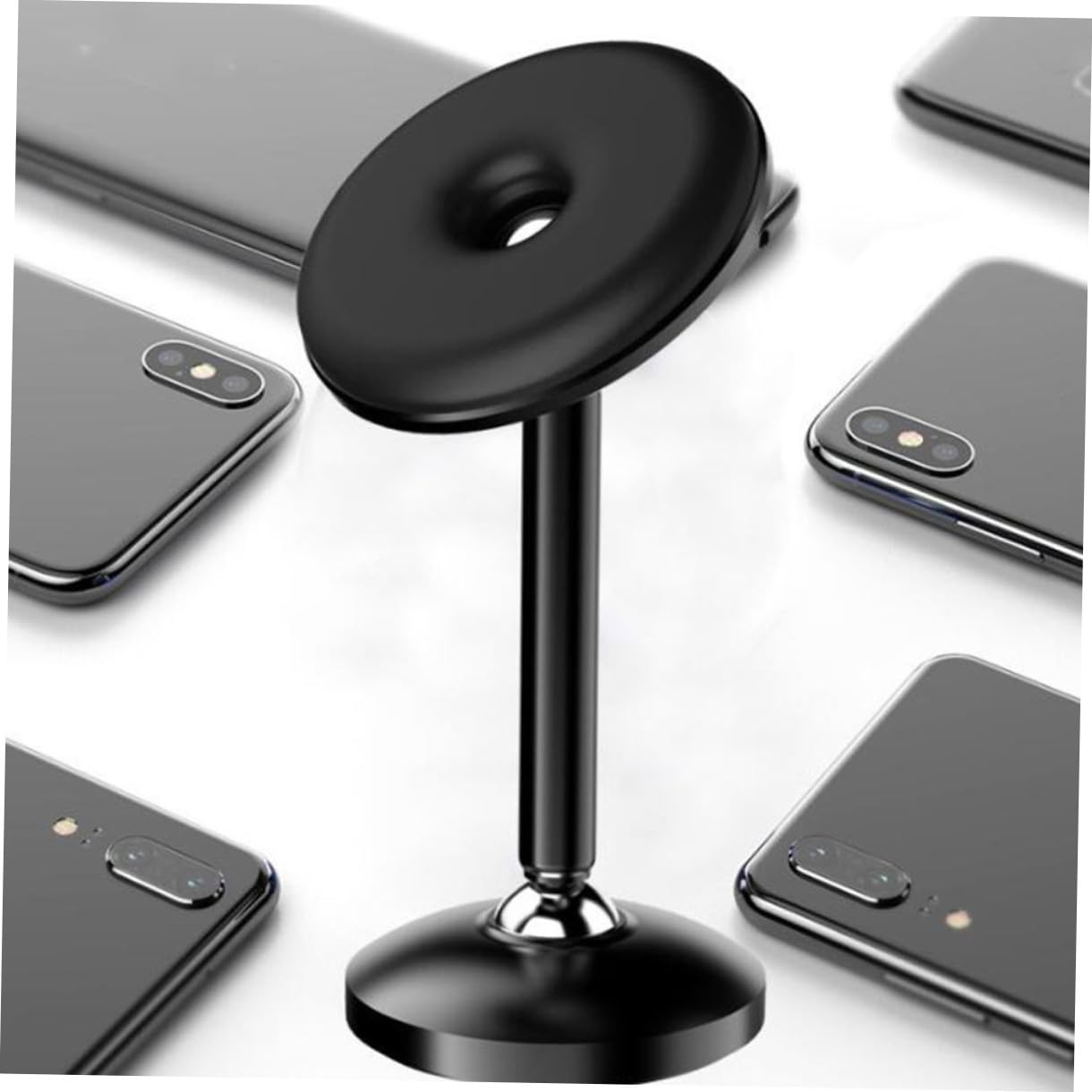 Mikikit 3pezzi Supporto Per Telefono Magnetico Rotante Lega Di Alluminio Per Auto Compatibile Con Smartphone e Tablet Design Colore Nero