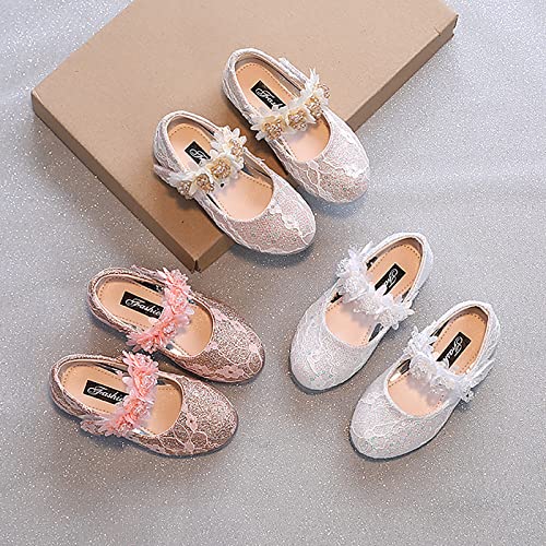 Baby Infant Girls Boy Kid Child Shoes Rhinestone Flower Sandals Premium Pearl Crystal Shoes (Beige, 9.5 Toddler)2