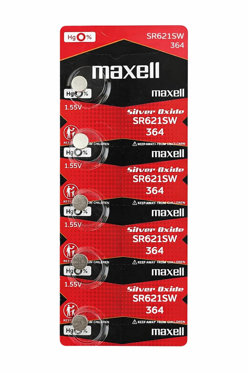 Hitachi Maxell SR621SW (364) Watch Oxide Battery, 1 Sheet [Pack of 5]-image-48