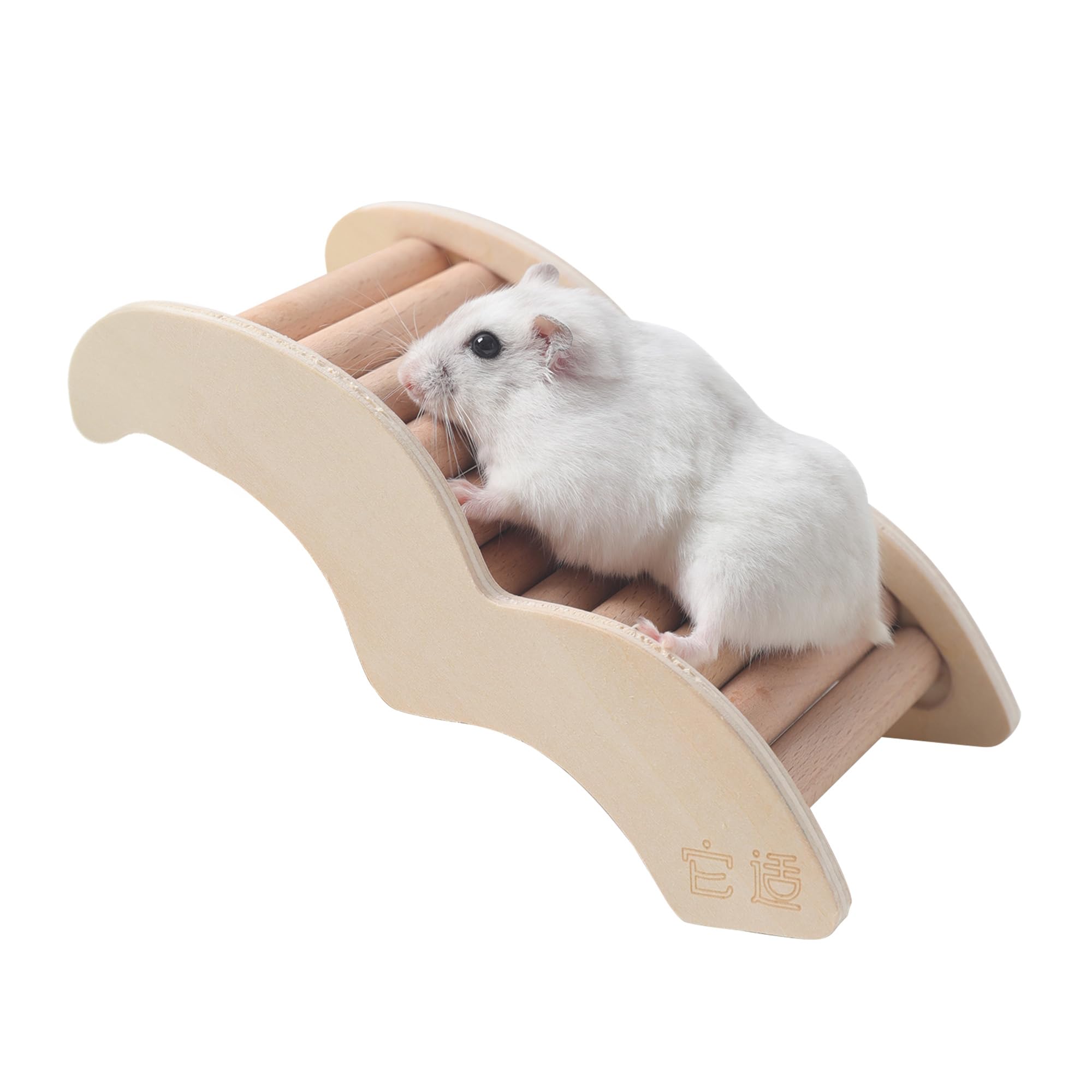 tafit Natural Wooden Hamster Ladder Bridge Climbing Toy for Syrian & Dwarf Hamsters, Gerbils, Mice and Small Animals Cage Decor & Accessories - Small 16cm