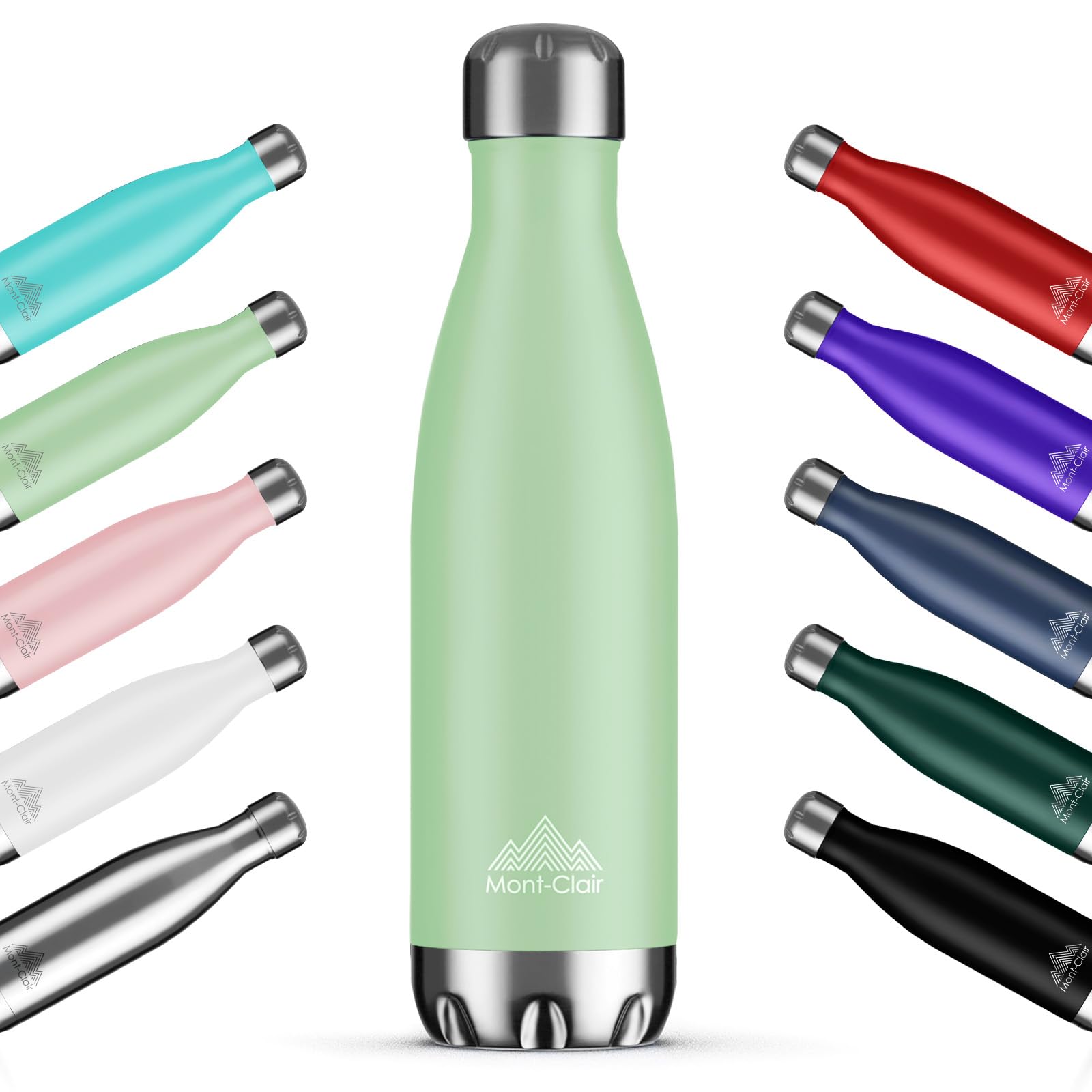 Mont-Clair H2O Stainless Steel Water Bottle, Vacuum insulated - BPA Free, 12h Hot & 24h Cold Drinks, Metal Water Bottle 34oz Leakproof, Ideal for