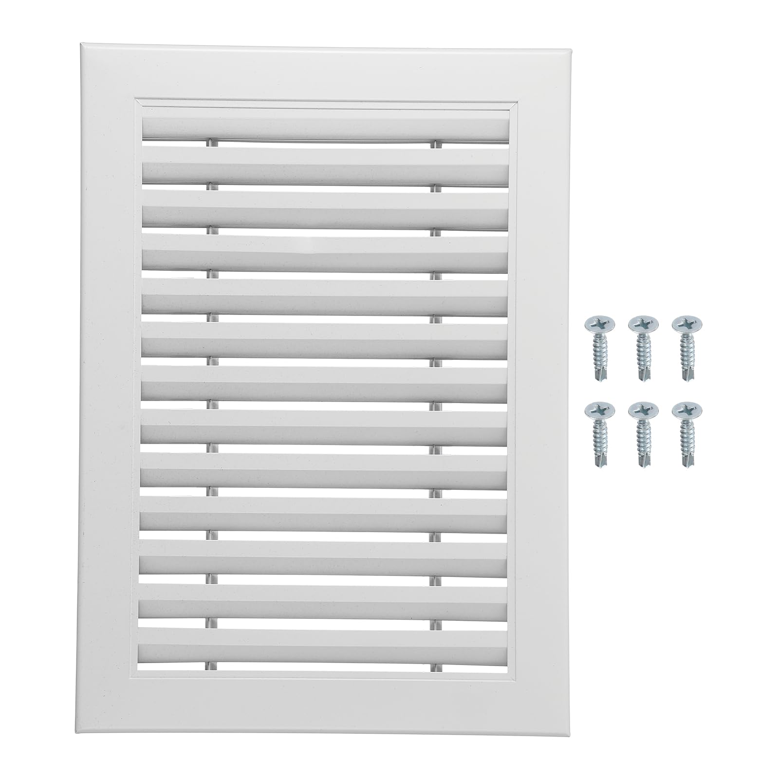 sourcing map Aluminum Air Vent Cover (350x250mm) - Rectangle Ventilation Grille Louvered Ventilation Cover for Cabinet Closet Door Wardrobe HVAC Vent (Ducting Openings: 295 x 195mm), White