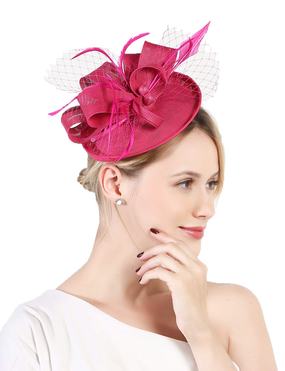 Fascinators Hat for Women Tea Party Headband Kentucky Derby Wedding Bridal Headband Clips Headpiece